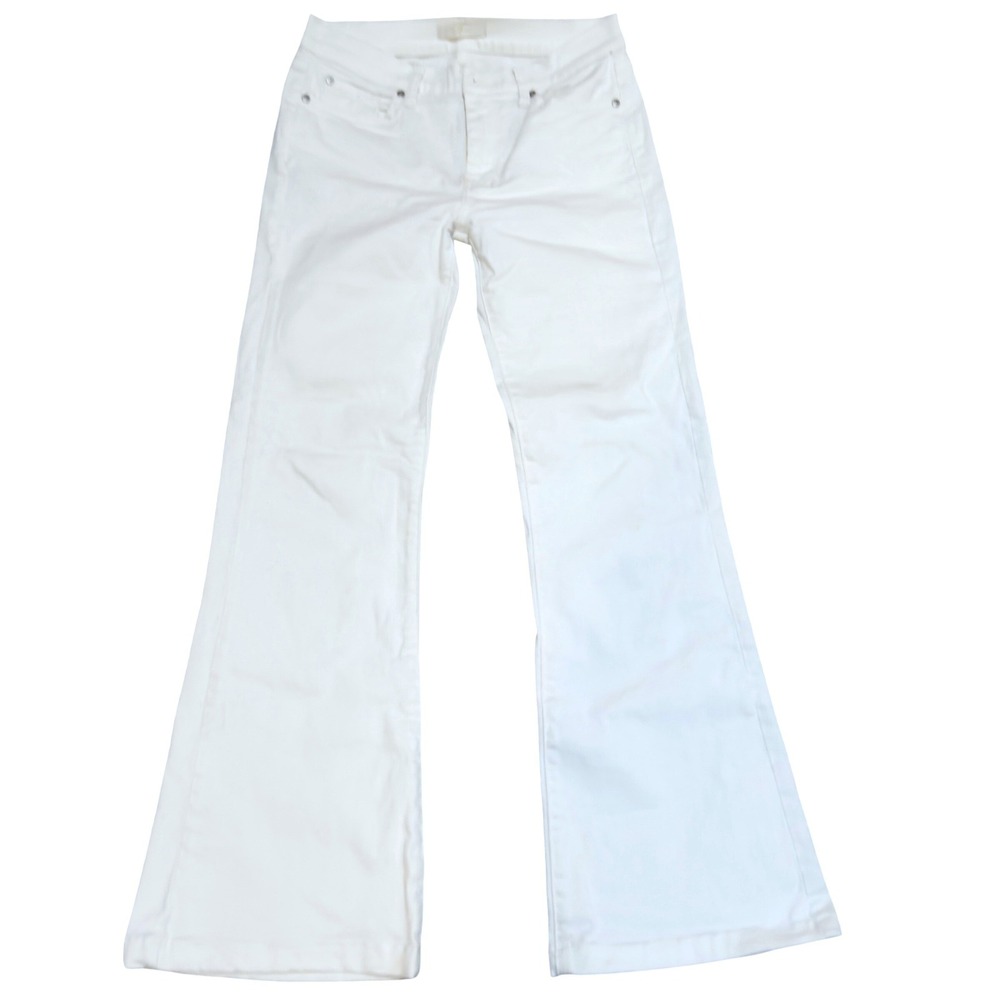7 For All Mankind Flare Jeans Womens 28 White Denim Mid Rise Coastal Minimalist
